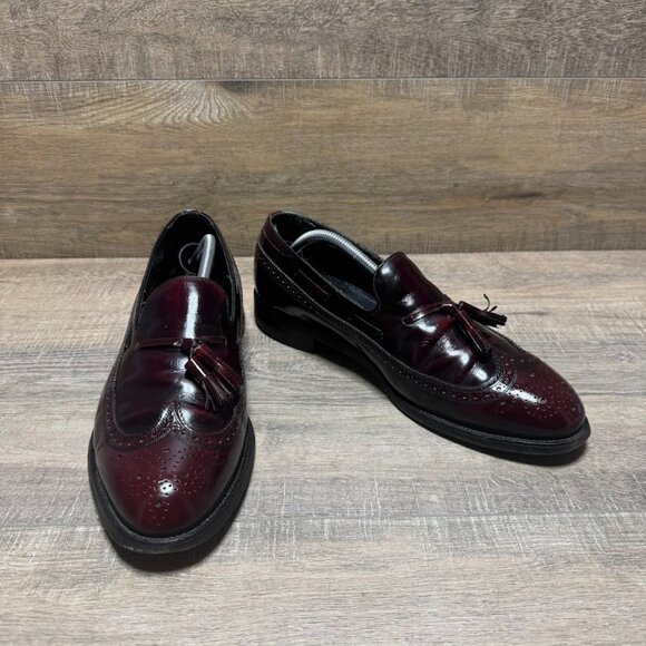 Florsheim Burgundy Leather Wingtip Tasseled Loafers Men's Size 11 - Picture 5 of 6